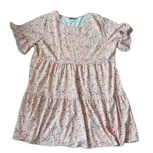 SHEIN Curve 4XL Pink Daisy Tiered Baby Doll Dress Floral